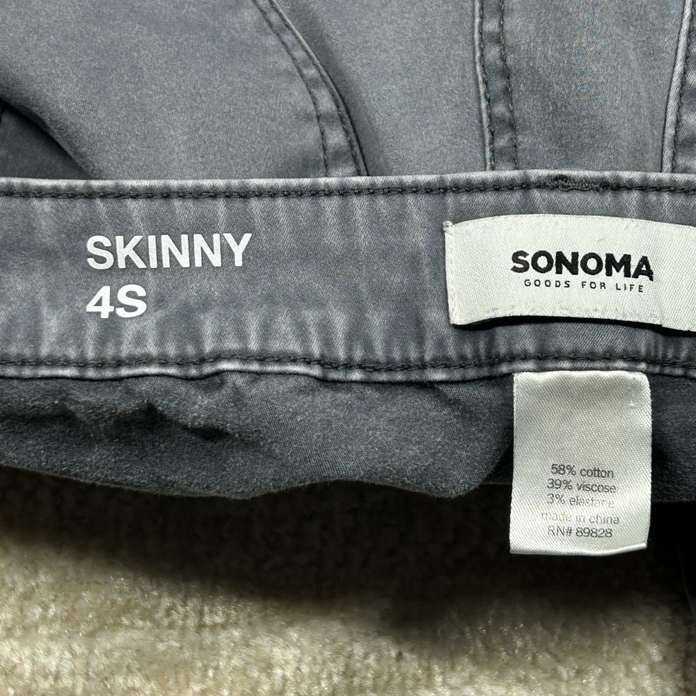 Sonoma Goods For Life Womens Skinny Pants Gray Mid Rise Stretch Size 4S Short - Picture 7 of 8